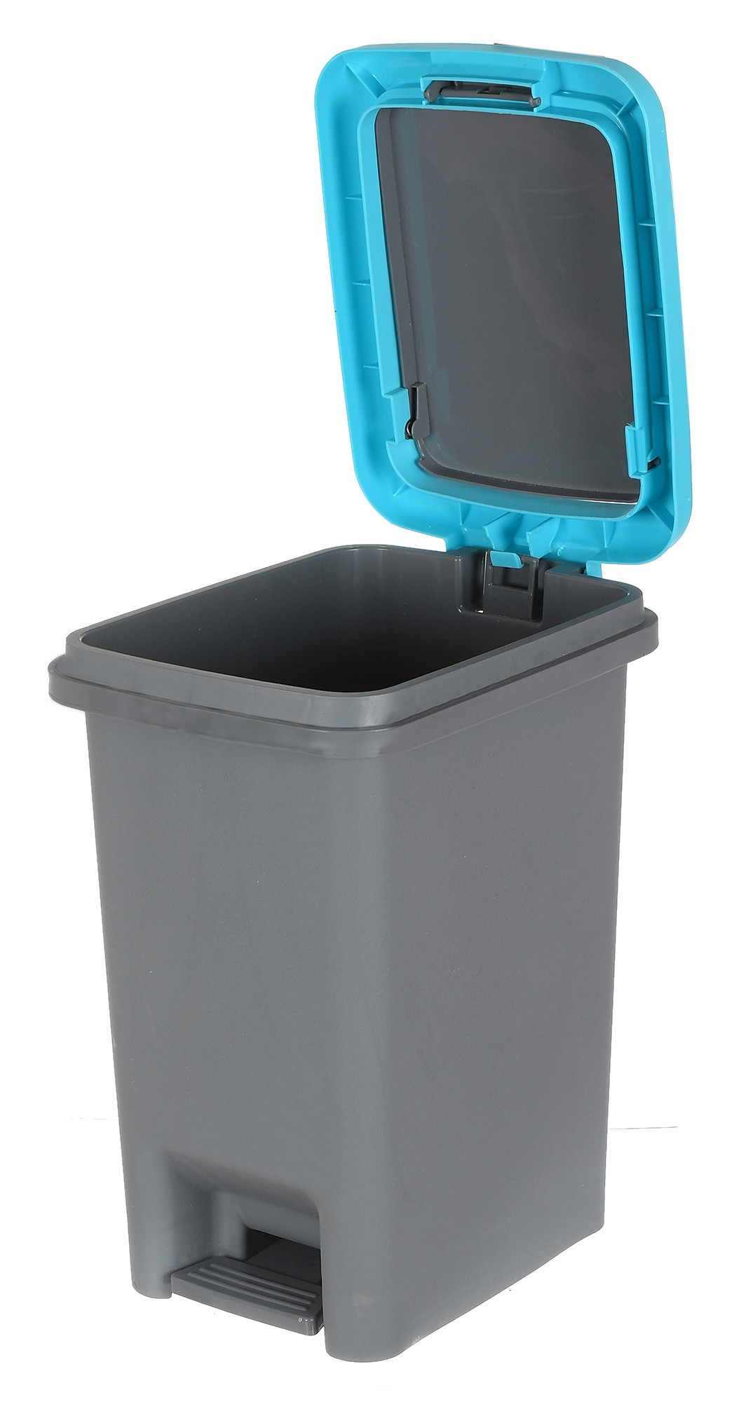 Kuber IndustriesPortable 6.5 Ltr Plastic Push And Pedal Dustbin With Lid Garbage Bins for Home Office (Grey & Blue)