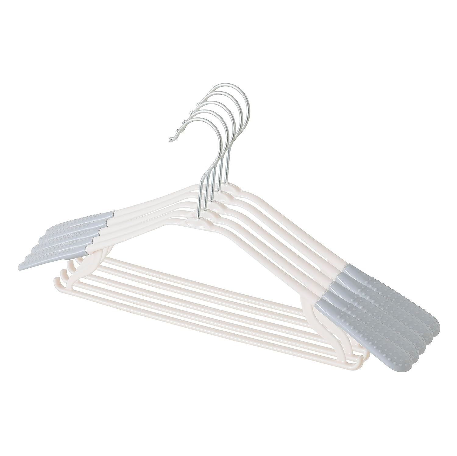 Kuber IndustriesPP Cloth Hanger Set of 5 With Zinc Plated Steel Hook (Grey)