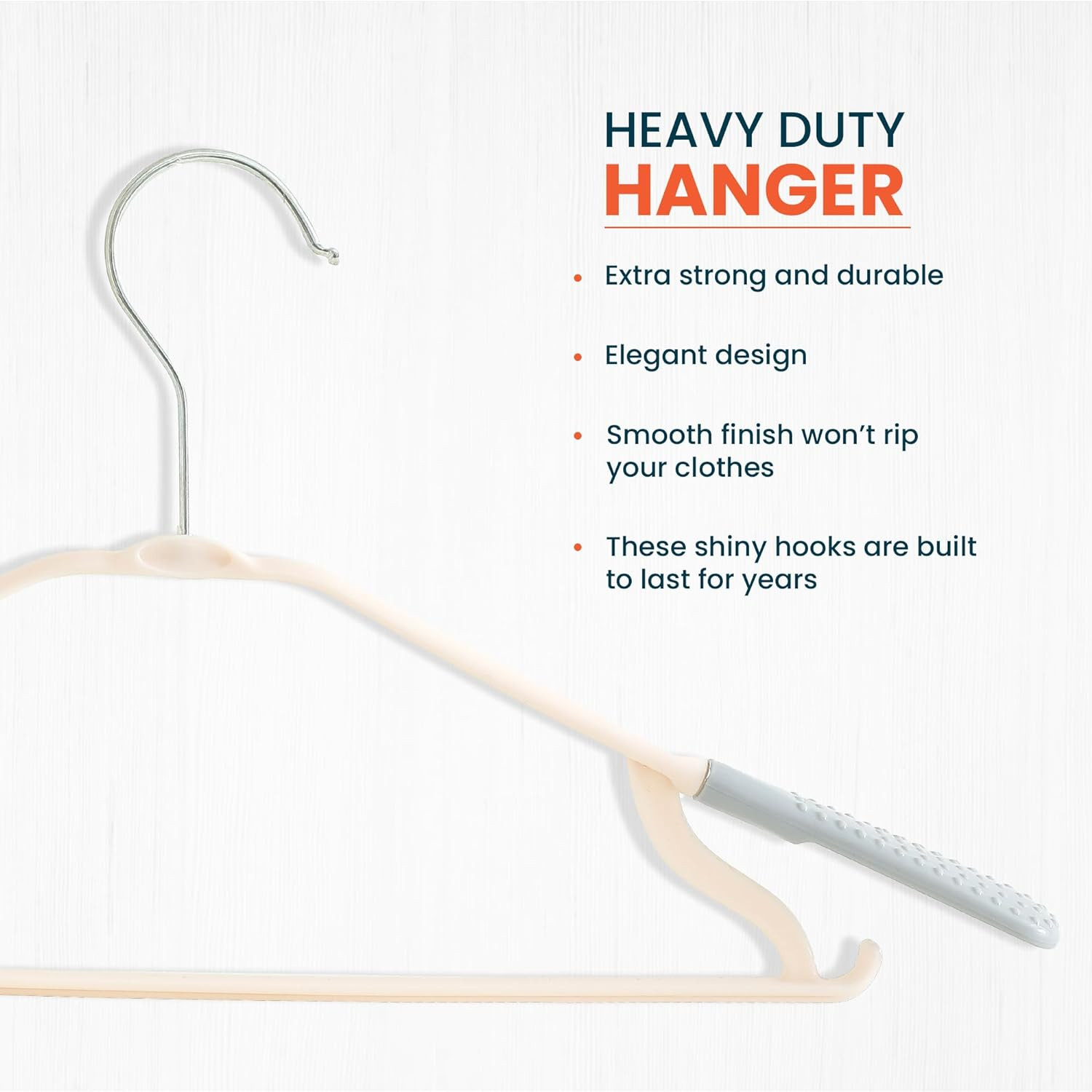 Kuber IndustriesPP Cloth Hanger Set of 5 With Zinc Plated Steel Hook (Grey)