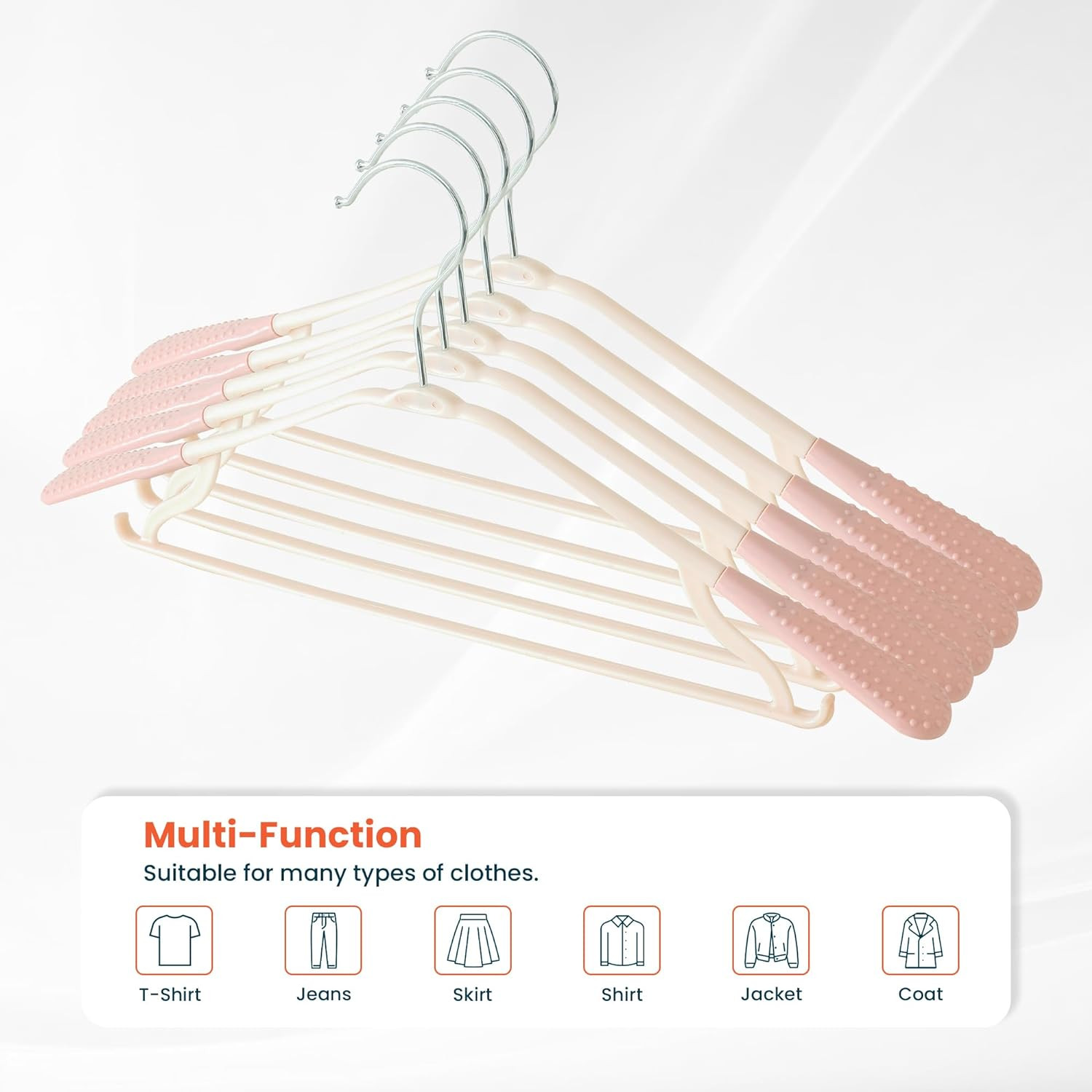 Kuber IndustriesPP Cloth Hanger Set of 5 With Zinc Plated Steel Hook (Pink)