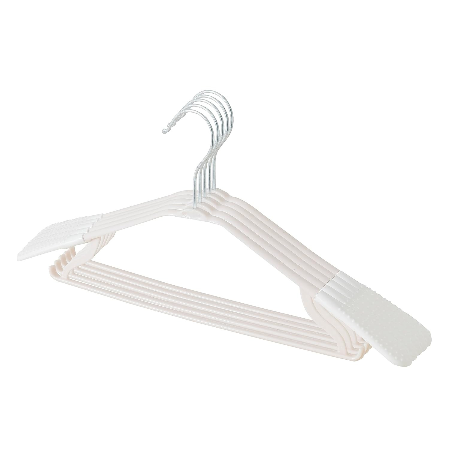 Kuber IndustriesPP Cloth Hanger Set of 5 With Zinc Plated Steel Hook (White)