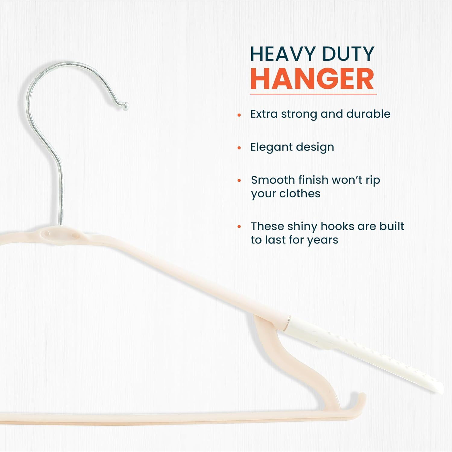 Kuber IndustriesPP Cloth Hanger Set of 5 With Zinc Plated Steel Hook (White)