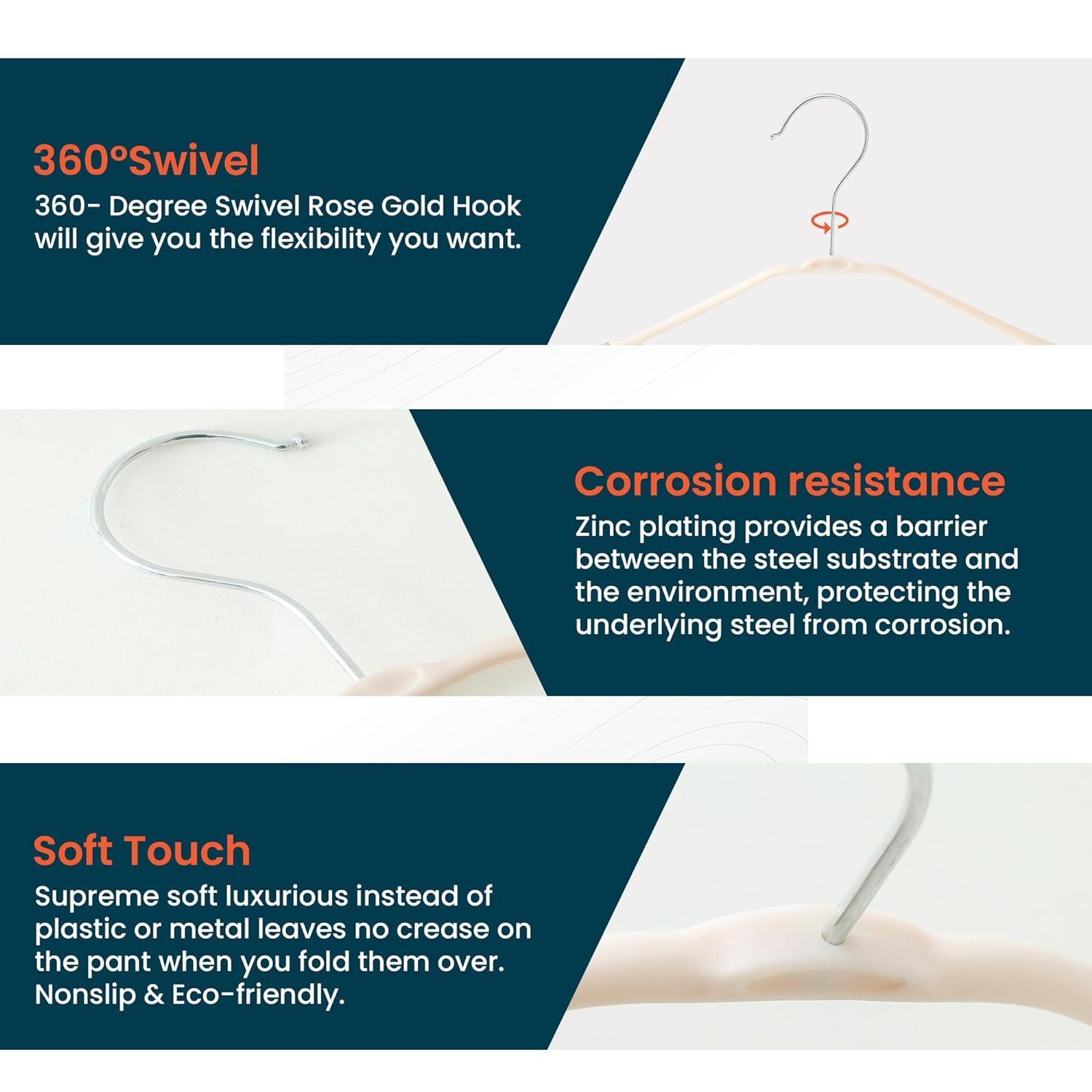 Kuber IndustriesPP Cloth Hanger Set of 5 With Zinc Plated Steel Hook (White)