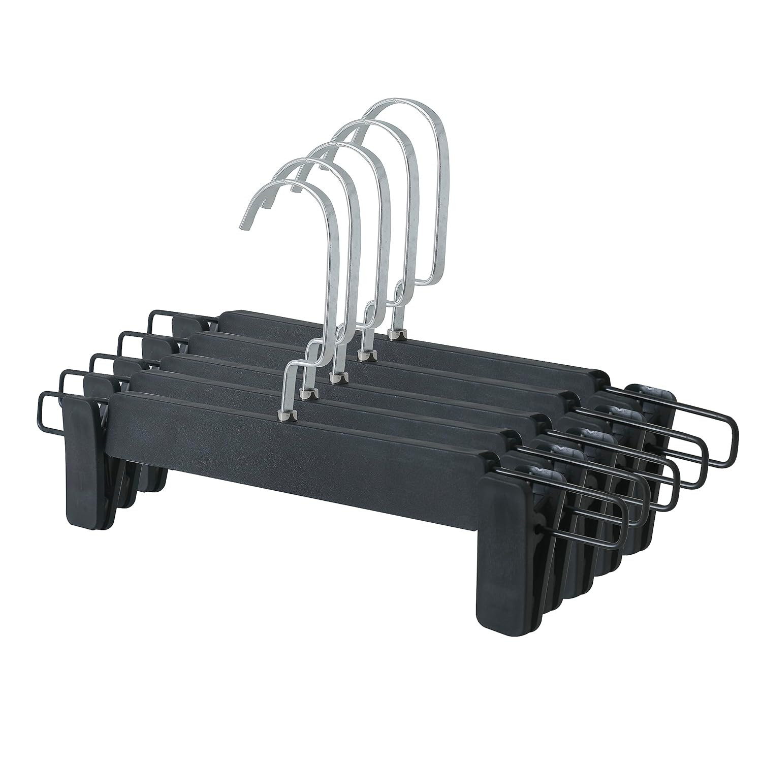 Kuber IndustriesRecycled Plastic Cloth Hanger Set of 5 With Chromed Plated Steel Hook (Black)