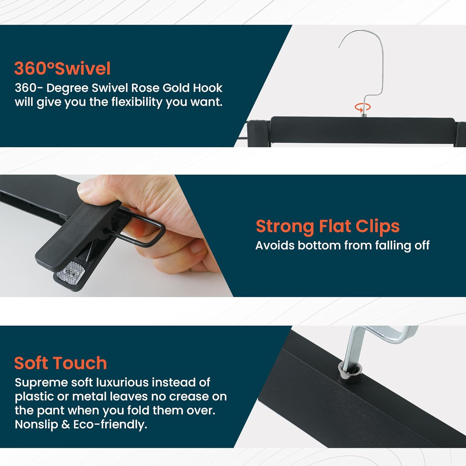 Kuber IndustriesRecycled Plastic Cloth Hanger Set of 5 With Chromed Plated Steel Hook (Black)