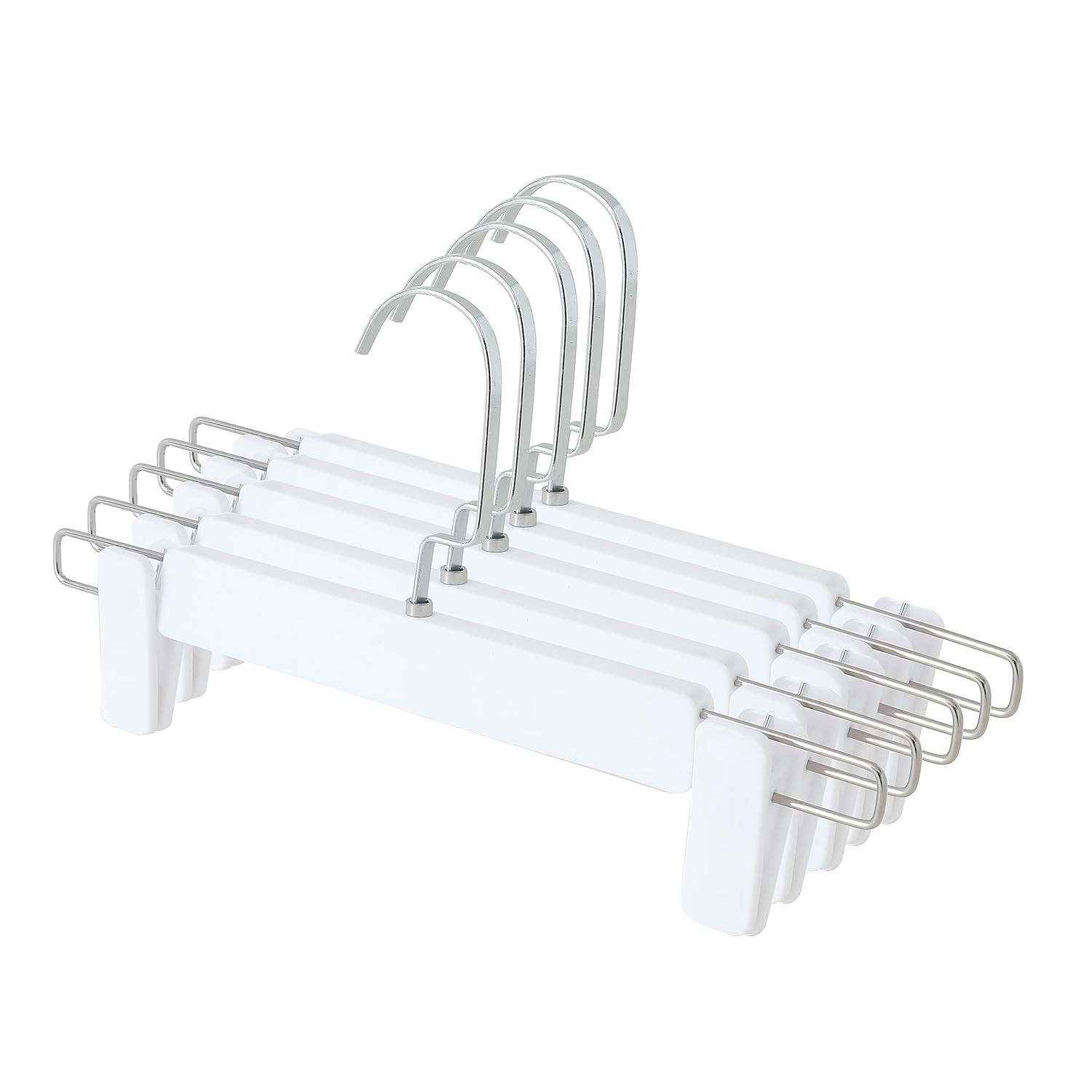 Kuber IndustriesRecycled Plastic Cloth Hanger Set of 5 With Chromed Plated Steel Hook (White)