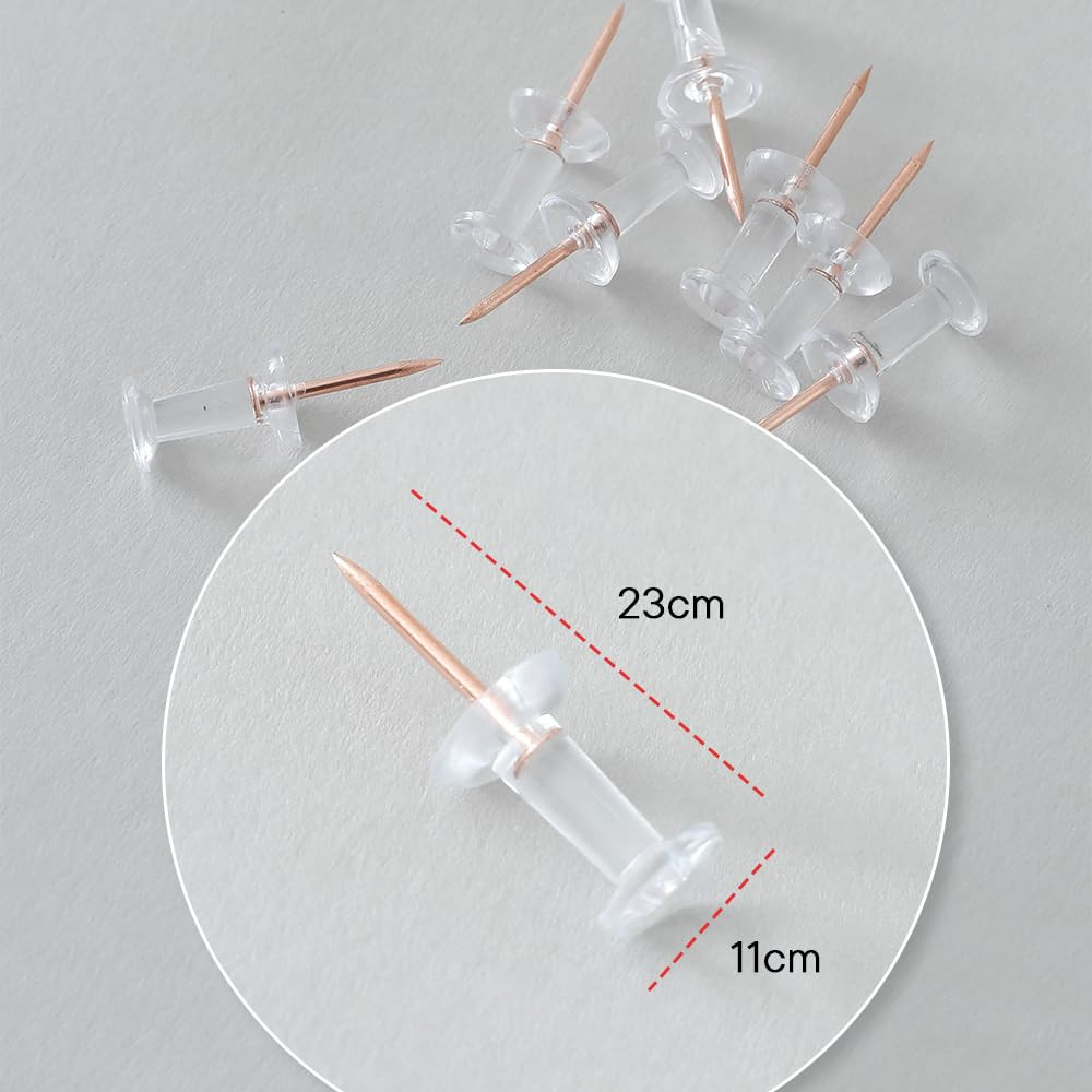 Kuber IndustriesRose Gold Needle Push Pins Tacks|Heavy-Duty Notice Board Pins|200 (Transparent)