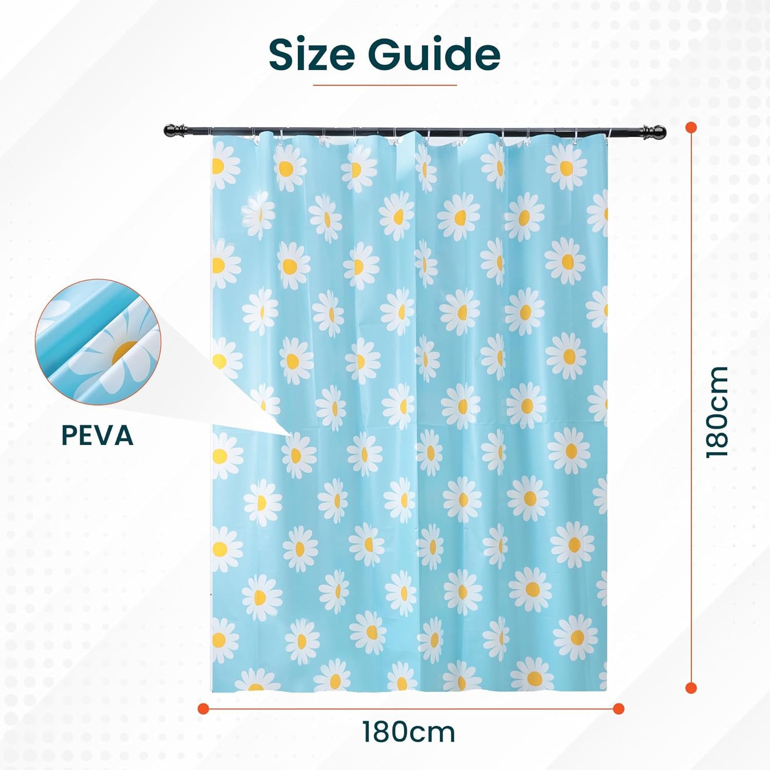 Kuber IndustriesSoft Texture Bath curtain|Natural Drape Waterproof Shower Curtain 6 Feet|Blue
