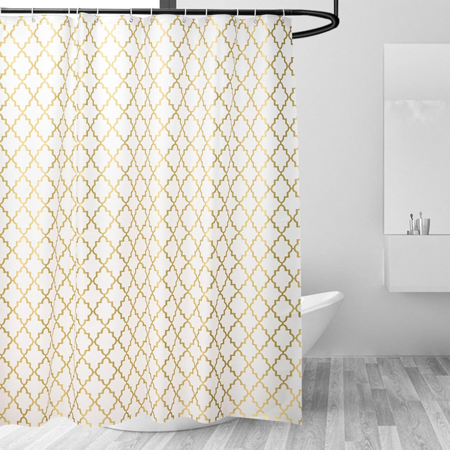 Kuber IndustriesSoft Texture Bath curtain|Natural Drape Waterproof Shower Curtain 6 Feet|Gold