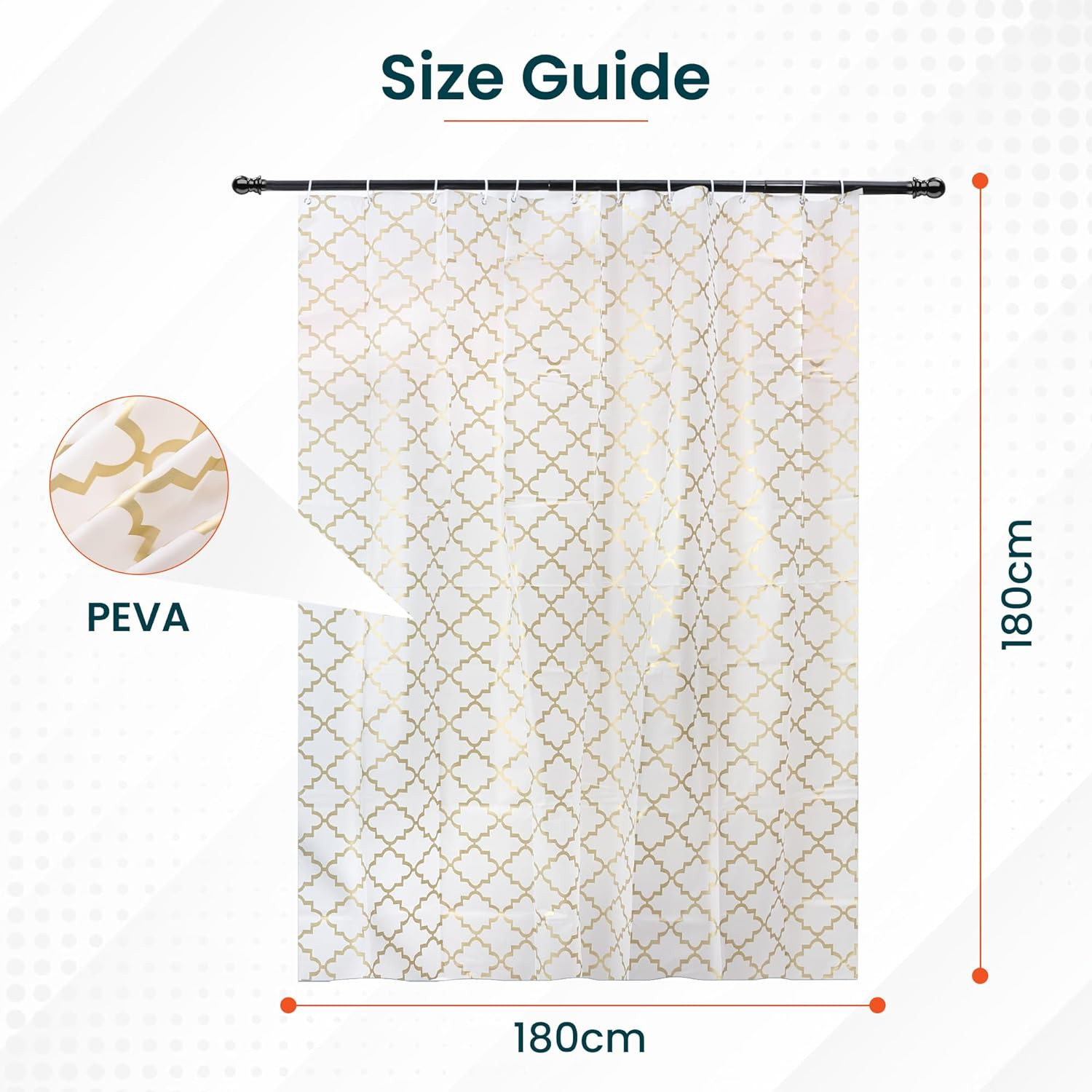 Kuber IndustriesSoft Texture Bath curtain|Natural Drape Waterproof Shower Curtain 6 Feet|Gold