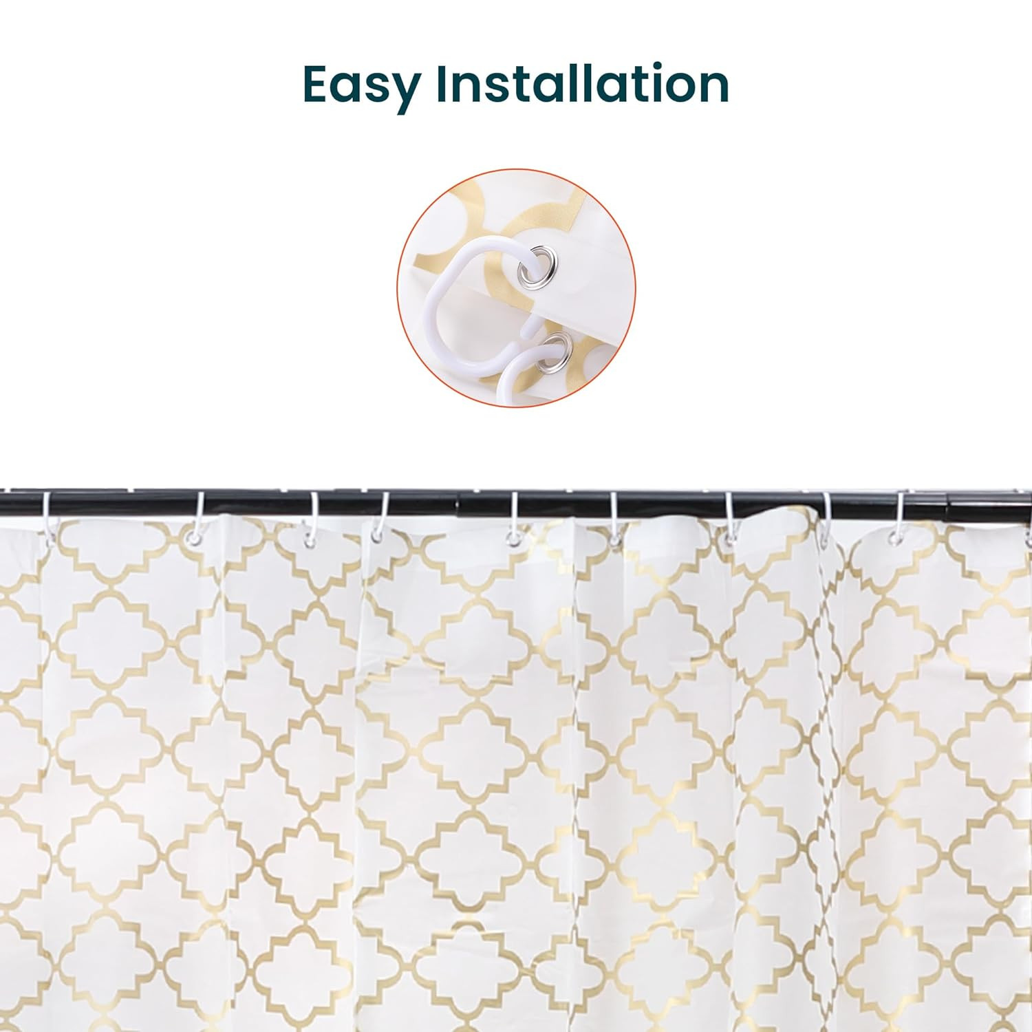 Kuber IndustriesSoft Texture Bath curtain|Natural Drape Waterproof Shower Curtain 6 Feet|Gold