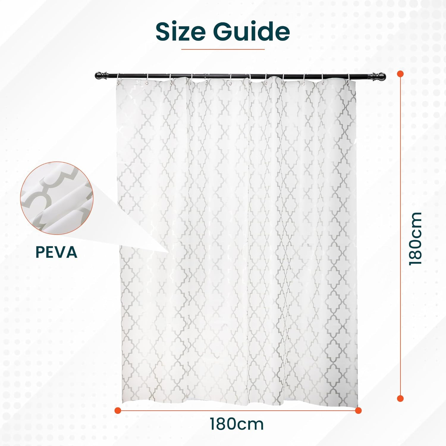 Kuber IndustriesSoft Texture Bath curtain|Natural Drape Waterproof Shower Curtain 6 Feet|Silver