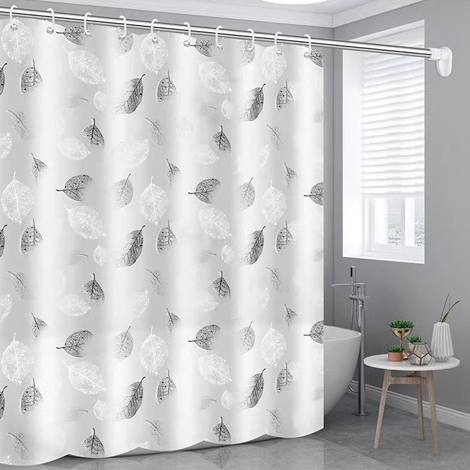 Kuber IndustriesSoft Texture Bath curtain|Natural Drape Waterproof Shower Curtain 6 Feet|White