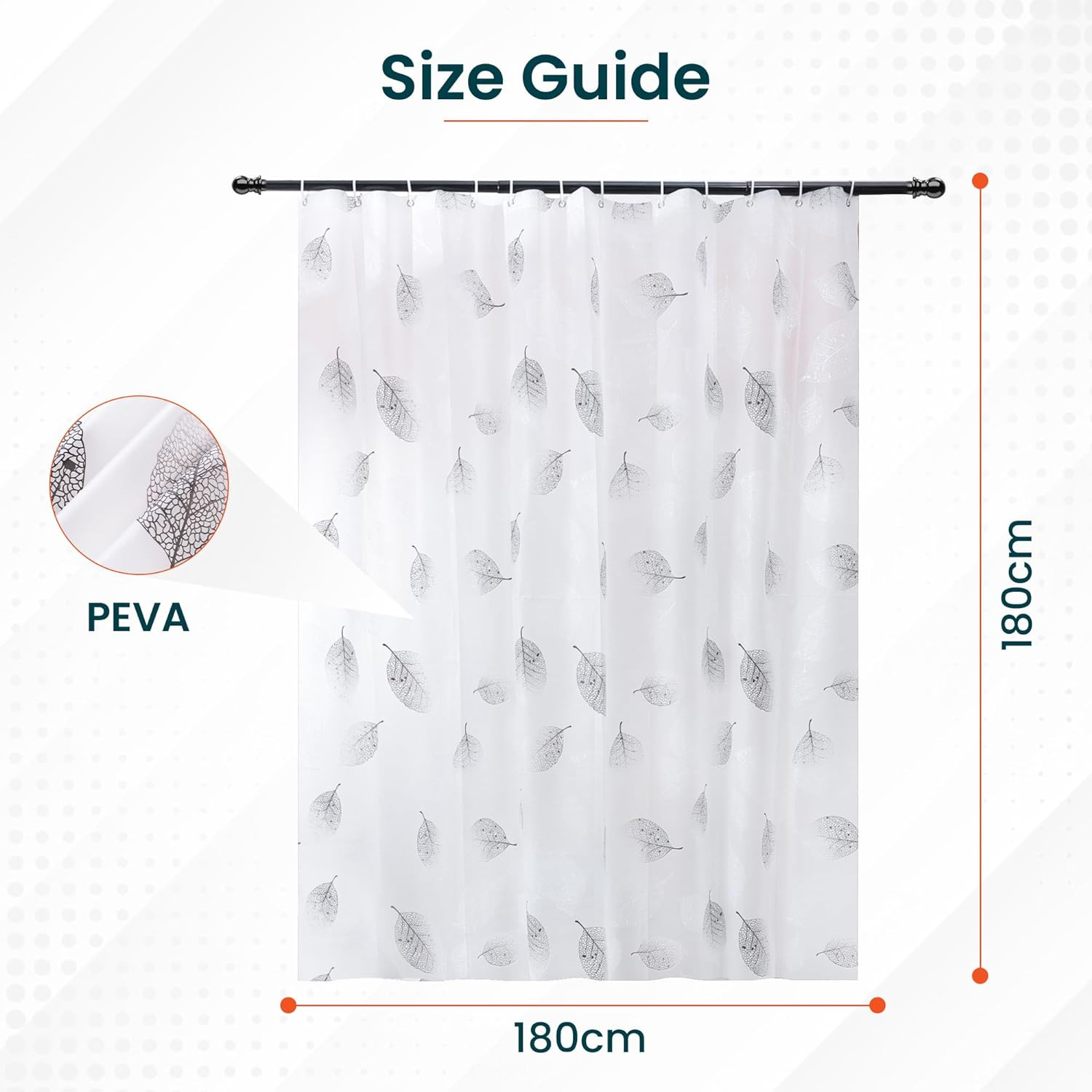 Kuber IndustriesSoft Texture Bath curtain|Natural Drape Waterproof Shower Curtain 6 Feet|White