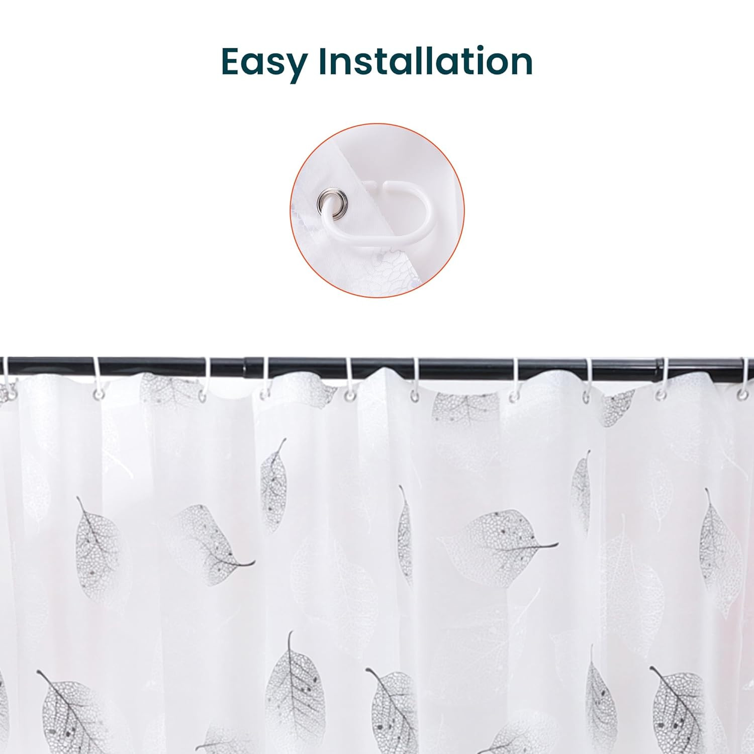 Kuber IndustriesSoft Texture Bath curtain|Natural Drape Waterproof Shower Curtain 6 Feet|White