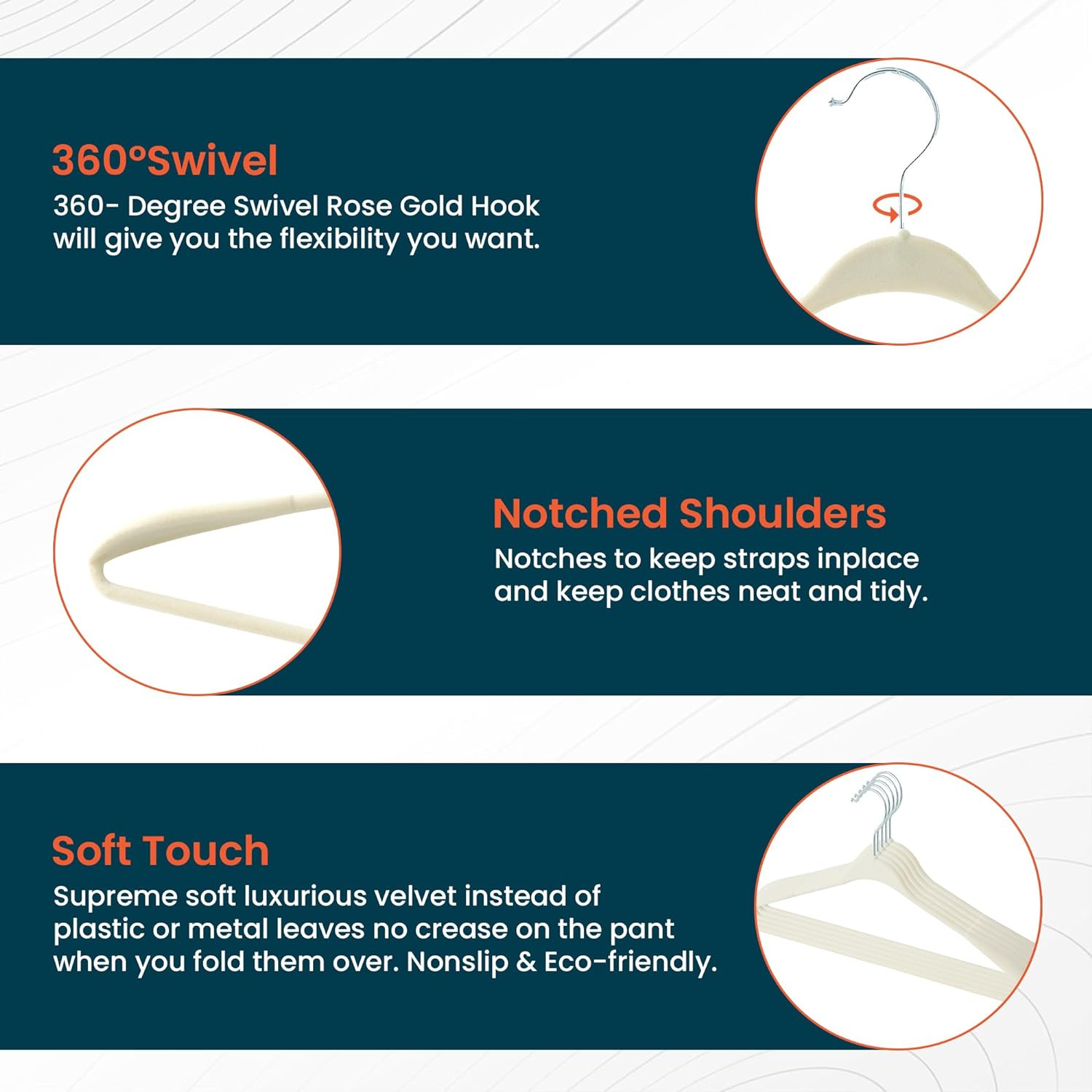 Kuber IndustriesVelvet Cloth Hanger Set of 5 With Chromed Plated Steel Hook (White)