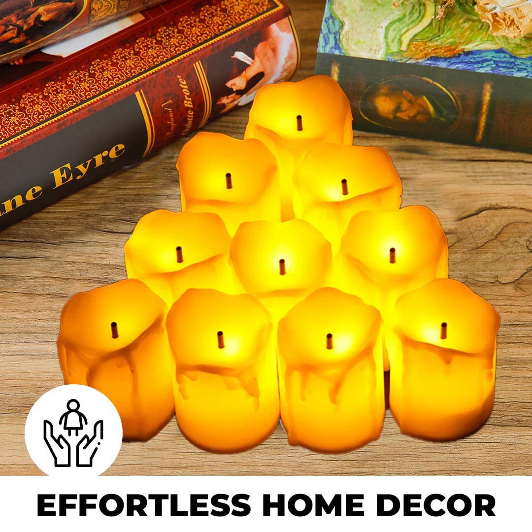 Kuber LED Candles for Home Decoration |Battey Operated |Flameless Yellow Light | Diwali Lights for Home Decoration, Along with Other Festivities & Parties| Pack of 12