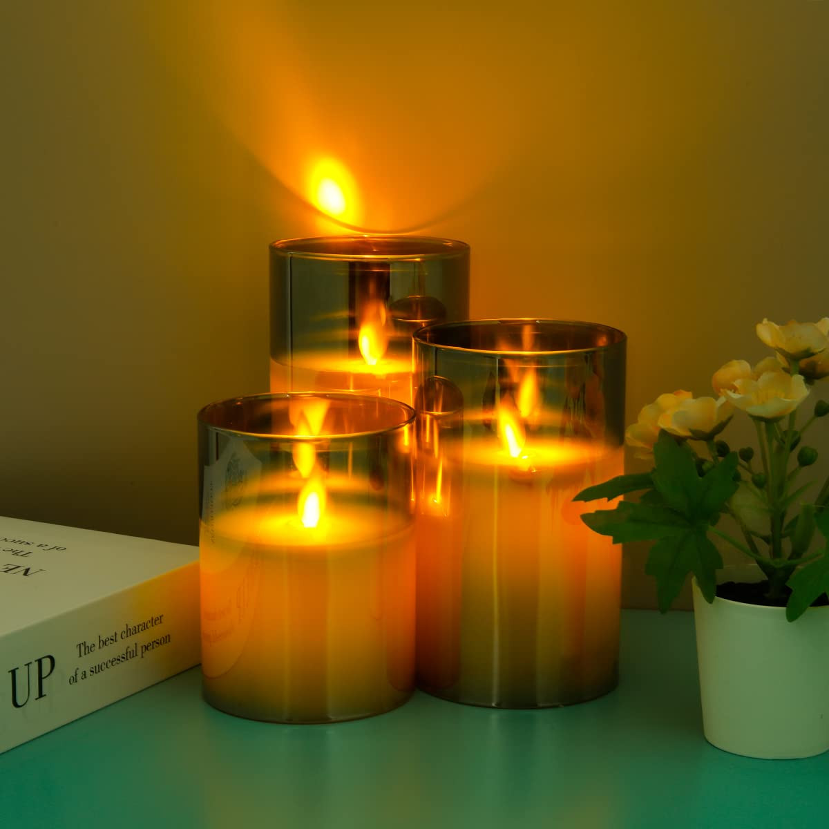 Kuber LED Candles for Home Decoration |Battey Operated |Flameless Yellow Light| Diwali Lights for Home Decoration, Along with Other Festivities & Parties | Pack of 3