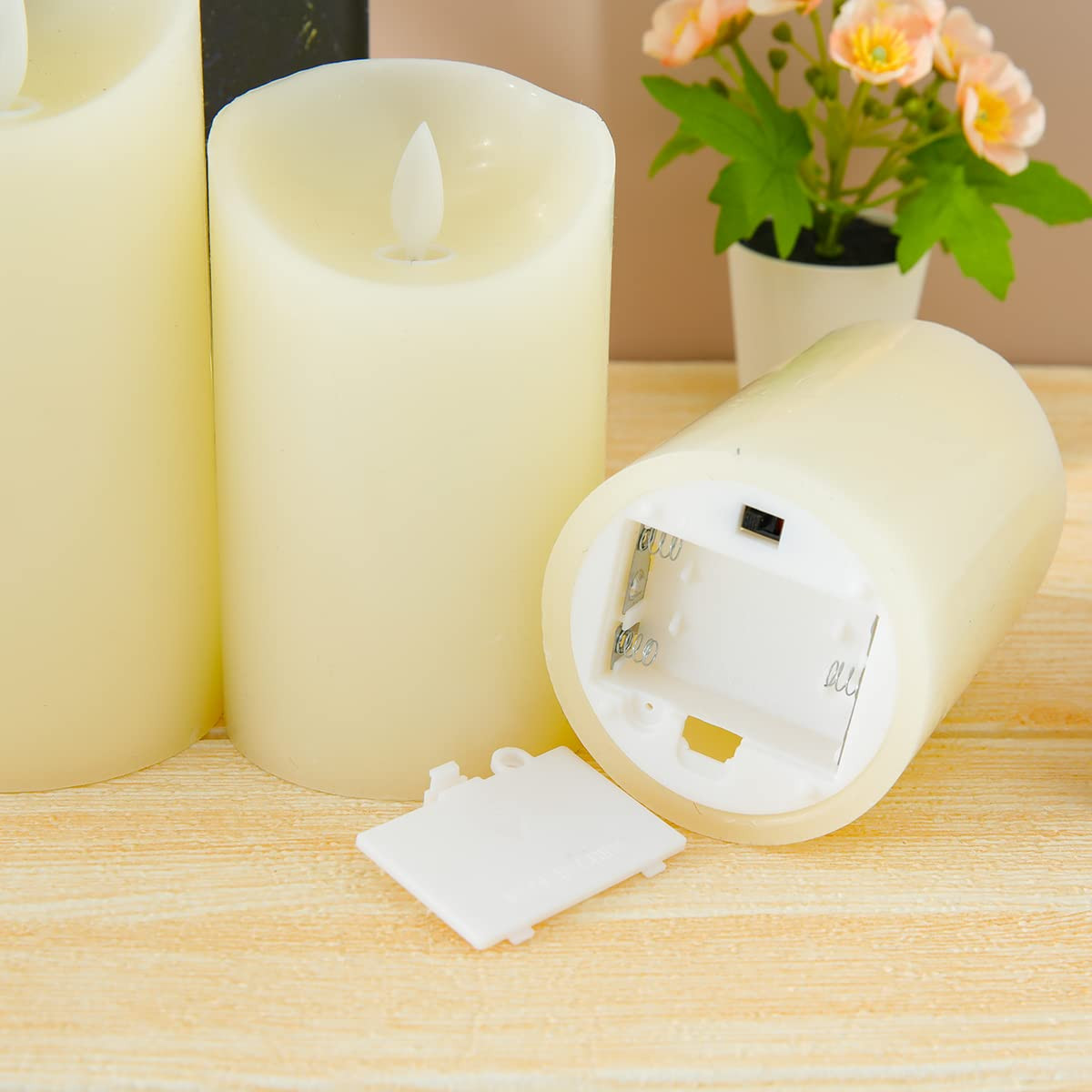 Kuber LED Candles for Home Decoration|Battey Operated|Flameless Yellow Light| Diwali Lights for Home Decoration,Along with Other Festivities & Parties|Pack of 3 |White