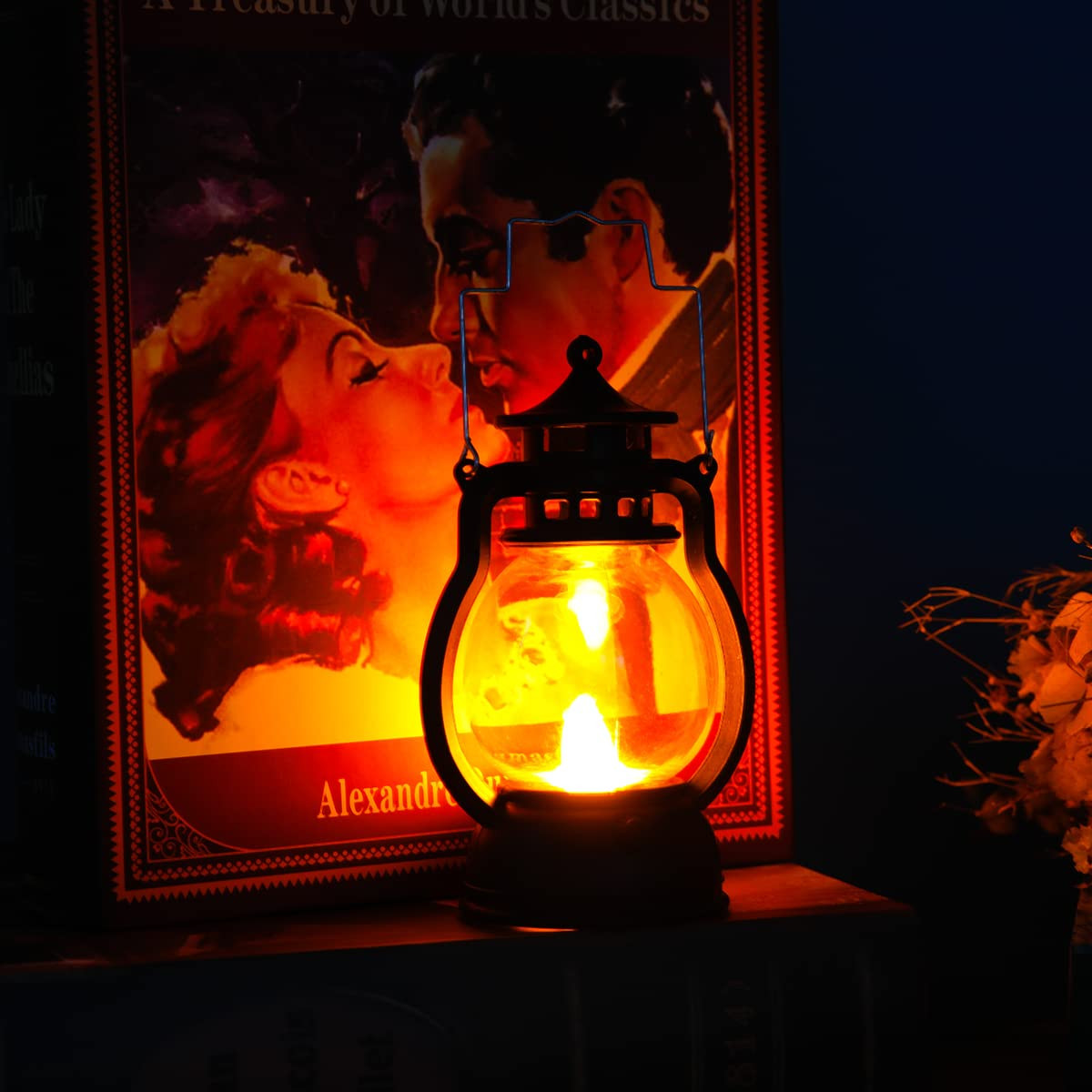 Kuber LED Lantern Lamp|Battey Operated|Flameless Yellow Light| Diwali Lights for Home Decoration,Along with Other Festivities & Parties|Black Hanging Lantern| Black
