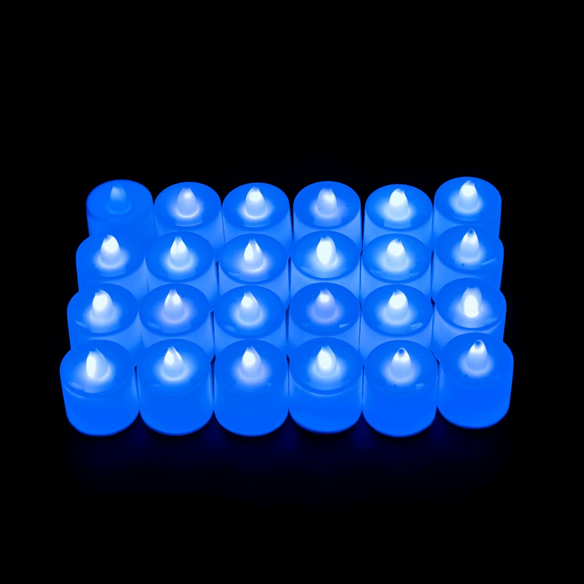 Kuber LED Tea Light Candles for Home Decor |Battey Operated |Flameless Yellow Light |Diwali Lights for Home Decoration,Along with Other Festivities & Parties| (Candle with Blue) Pack of 24