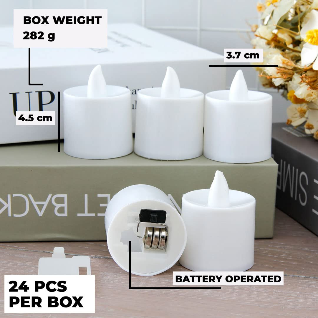 Kuber LED Tea Light Candles for Home Decor |Battey Operated |Flameless Yellow Light |Diwali Lights for Home Decoration,Along with Other Festivities & Parties| (Candle with Blue) Pack of 24