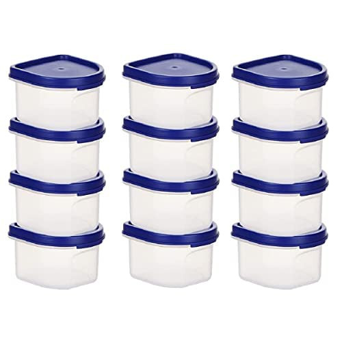 Kuber Mart Industries Pvt. Ltd. Storage Utility Container|Plastic Unbreakable Food Storage Jar|Leak Roof,Bpa Free Food Kitchen Organizer with Lid,250 Milliliter, Pack of 12 (White)