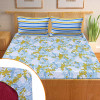 kuber Micro 130 GSM Double Fitted Blue-Yellow Printed bedsheet