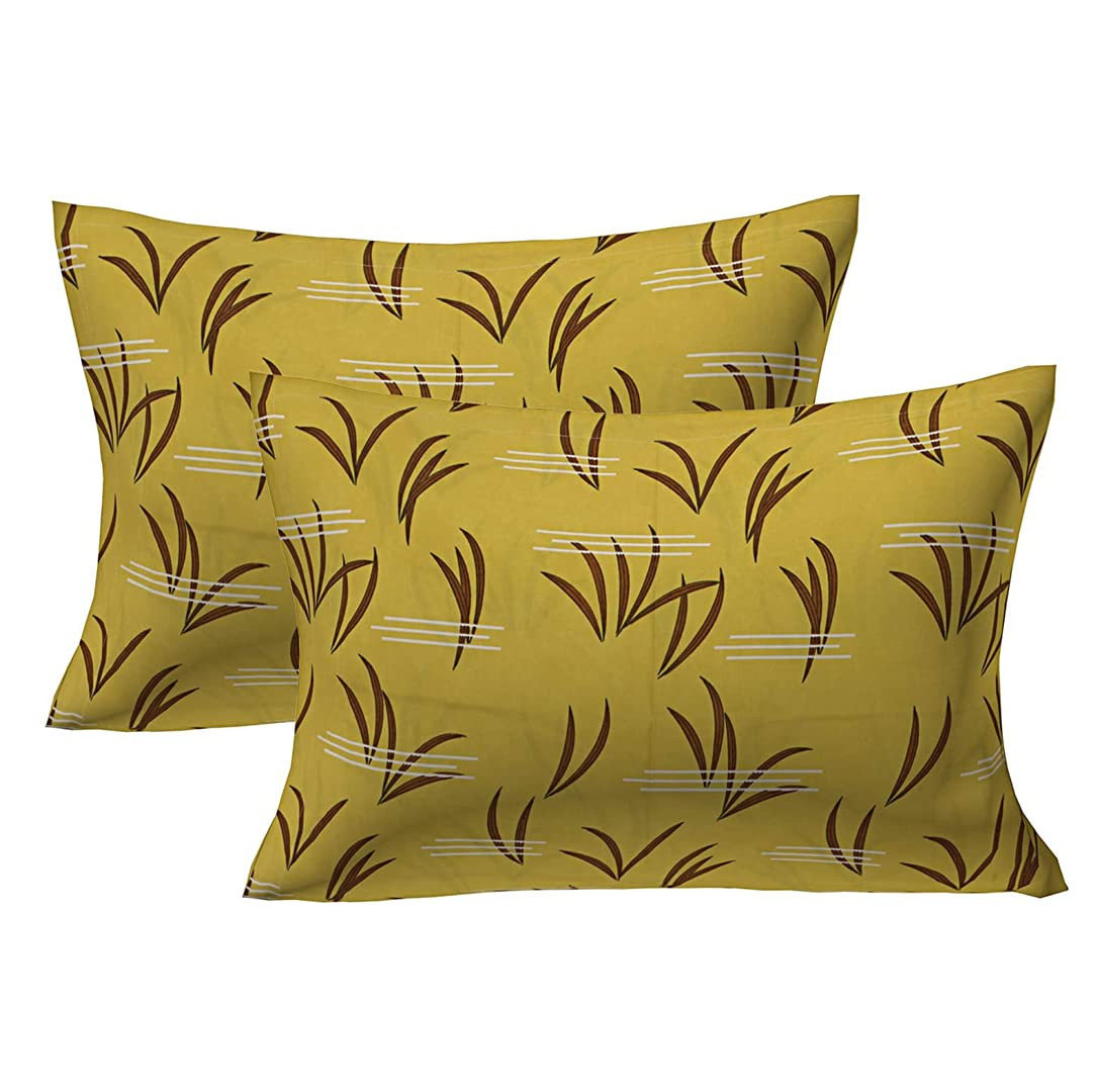 kuber Micro 130 GSM Double Fitted Mustard Printed bedsheet