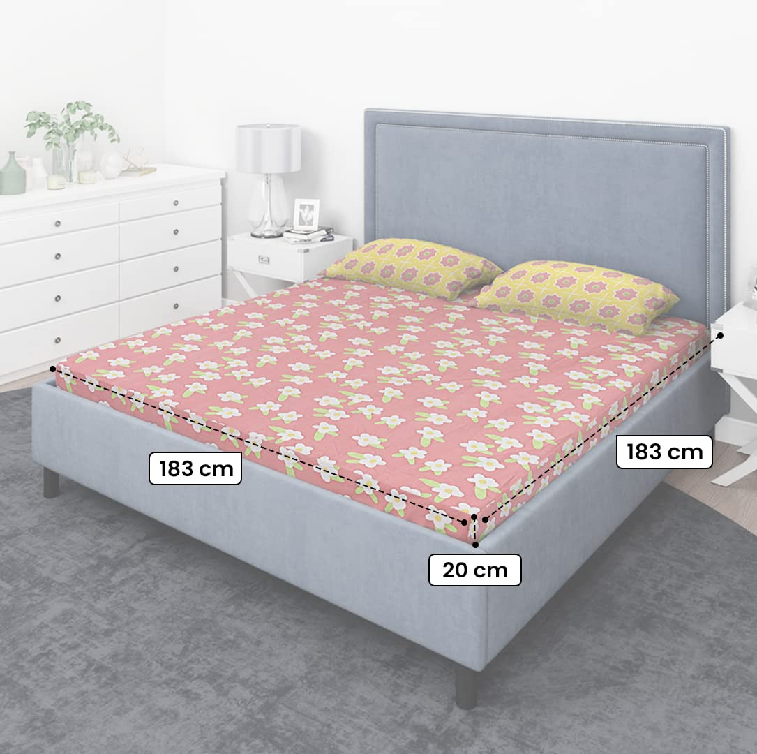 kuber Micro 130 GSM Double Fitted Rust Printed bedsheet
