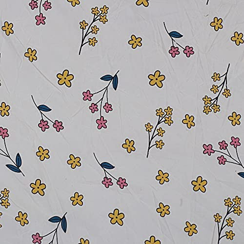 kuber Micro 130 GSM Double Fitted White Printed bedsheet