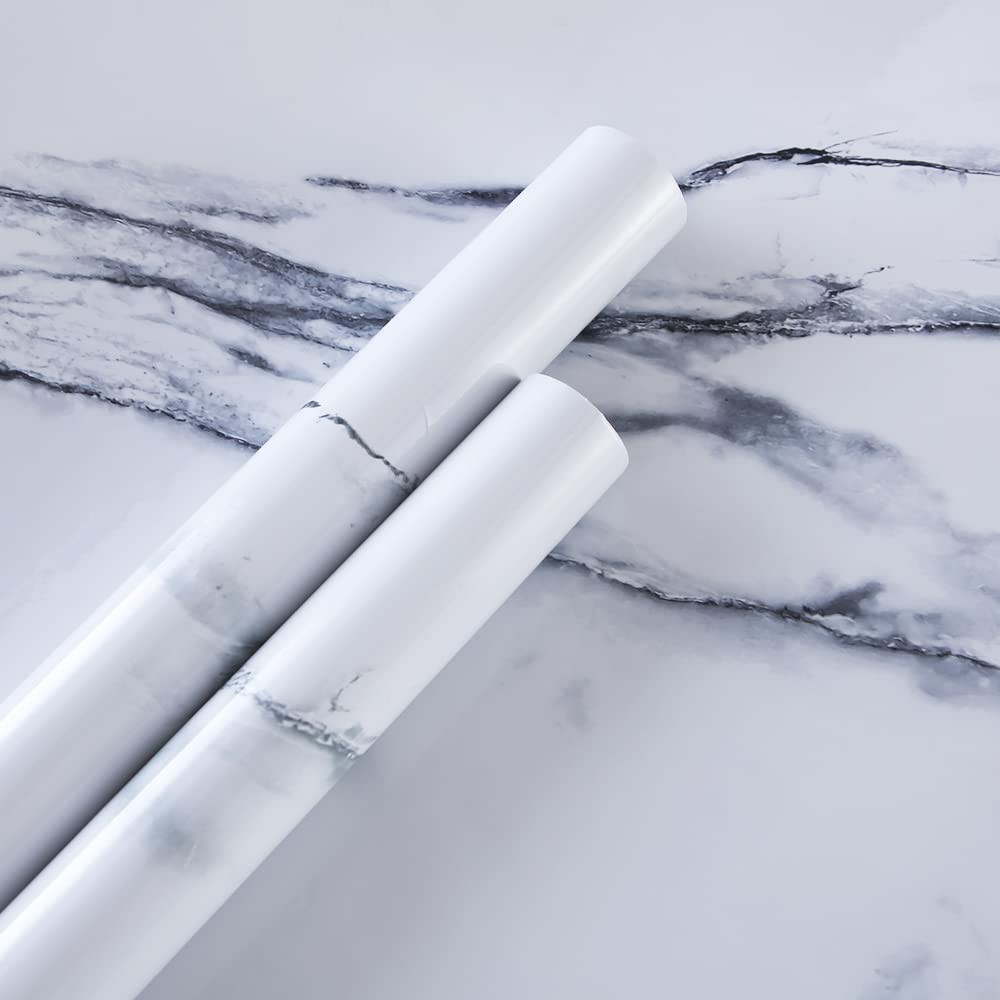 Kuber PET Wallpaper For Walls And Furniture Of The Living, Bedroom, And Kitchen I Self-Adhesive, Oilproof, Heat Resistant And Waterproof I DIY Marble Designer Wall Sticker I Pack Of 1 Roll, 60cmx500cm