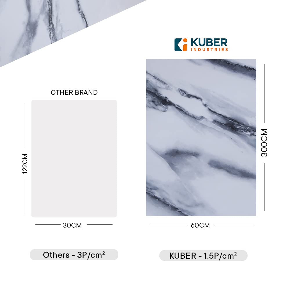 Kuber PET Wallpaper For Walls And Furniture Of The Living, Bedroom, And Kitchen I Self-Adhesive, Oilproof, Heat Resistant And Waterproof I DIY Marble Designer Wall Sticker I Pack Of 1 Roll, 60cmx500cm
