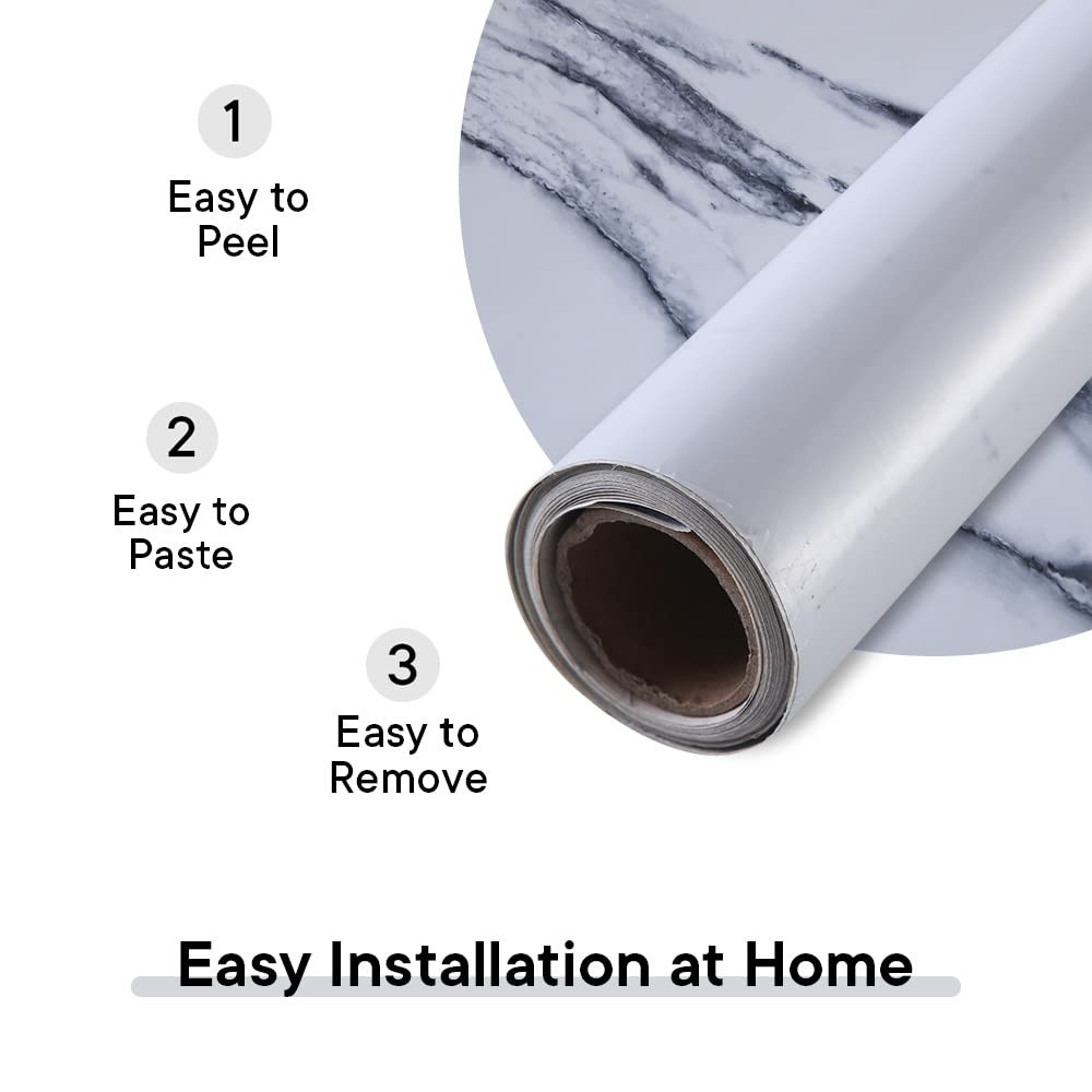 Kuber PET Wallpaper For Walls And Furniture Of The Living, Bedroom, And Kitchen I Self-Adhesive, Oilproof, Heat Resistant And Waterproof I DIY Marble Designer Wall Sticker I Pack Of 1 Roll, 60cmx500cm