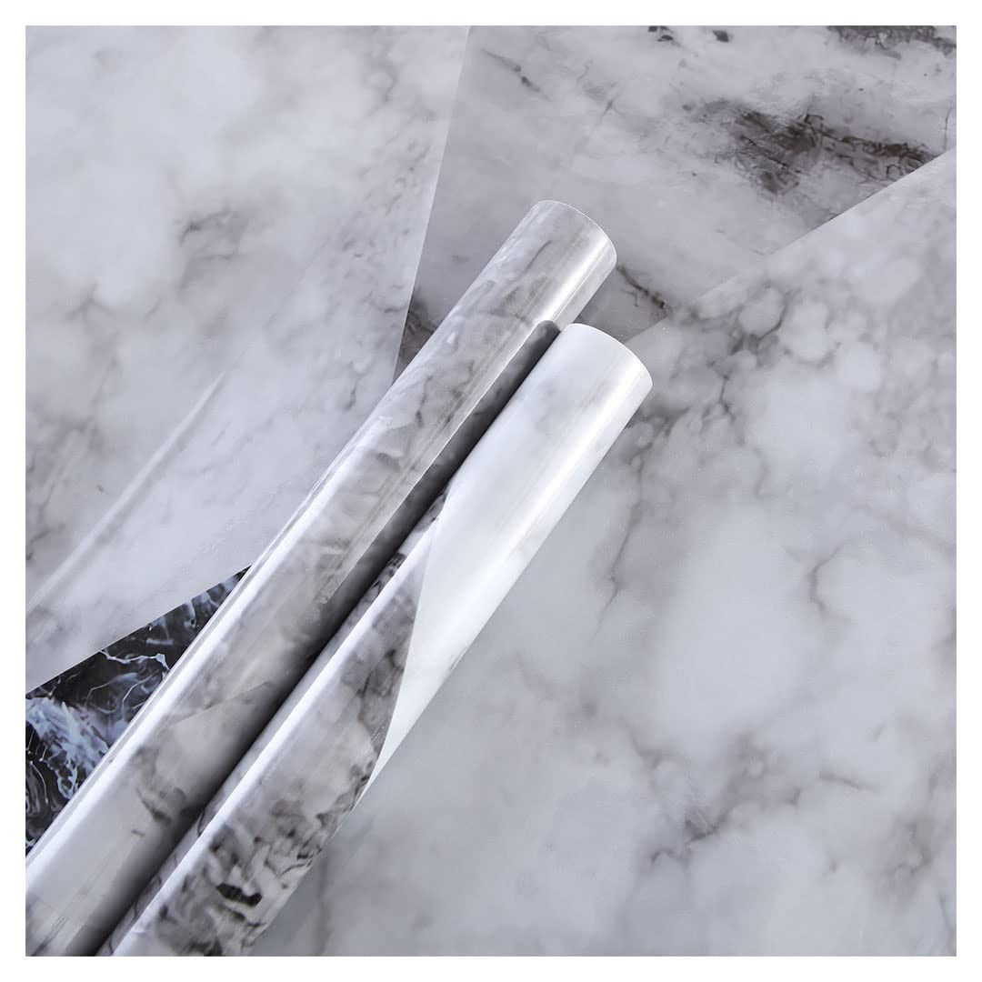 Kuber PET Wallpaper For Walls And Furniture Of The Living, Bedroom, And Kitchen I Self-Adhesive, Oilproof, Heat Resistant And Waterproof I DIY Marble Designer Wall Sticker |Pack Of 2 Rolls, 60cmx300cm