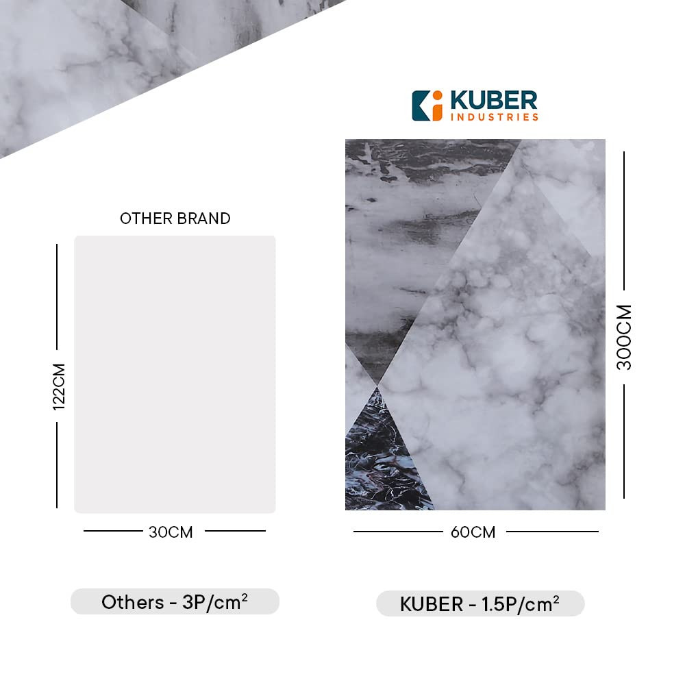Kuber PET Wallpaper For Walls And Furniture Of The Living, Bedroom, And Kitchen I Self-Adhesive, Oilproof, Heat Resistant And Waterproof I DIY Marble Designer Wall Sticker |Pack Of 2 Rolls, 60cmx300cm