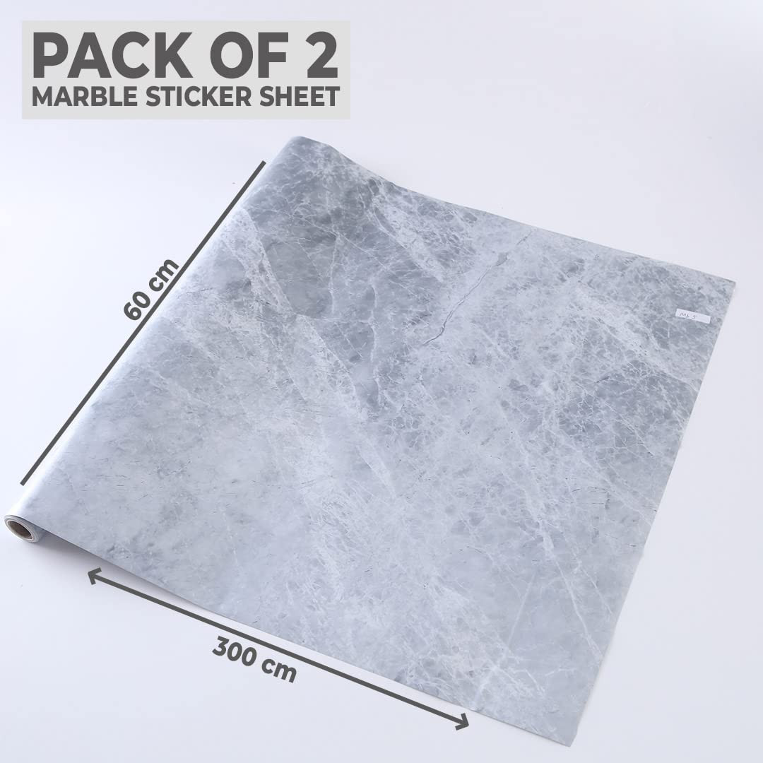 Kuber PET Wallpaper For Walls And Furniture Of The Living Room, Bedroom, And Kitchen | Self-Adhesive, Oilproof, Heat Resistant And Waterproof I DIY Marble Designer Wall Sticker I Pack Of 2 Rolls, 60cmx300cm