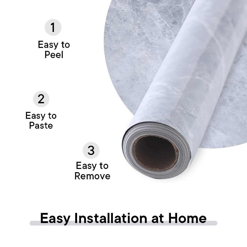 Kuber PET Wallpaper For Walls And Furniture Of The Living Room, Bedroom, And Kitchen | Self-Adhesive, Oilproof, Heat Resistant And Waterproof I DIY Marble Designer Wall Sticker I Pack Of 2 Rolls, 60cmx300cm
