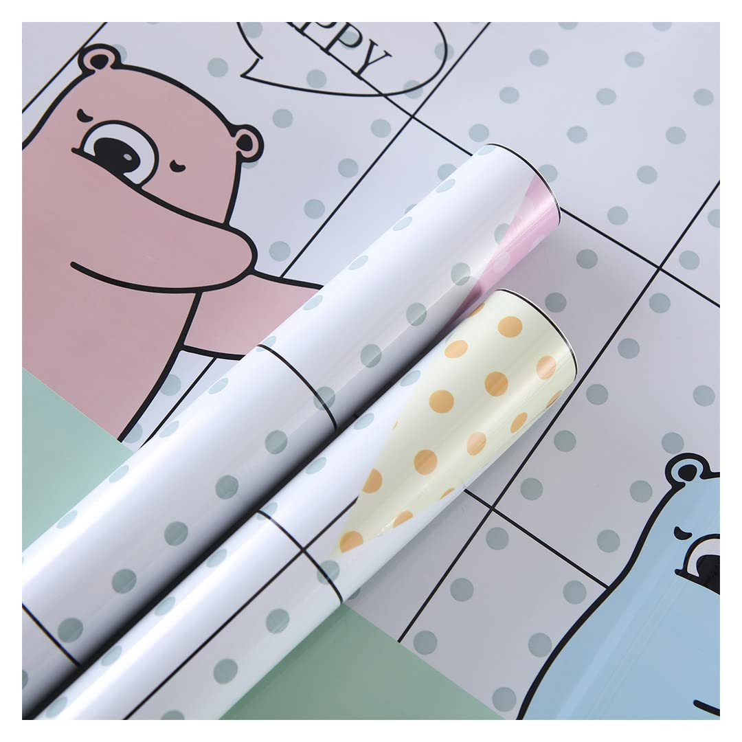 Kuber PET Wallpaper for Walls Kidâ€™s Room | Self-Adhesive, Oilproof, Heat Resistant and Waterproof I DIY Designer Wall Sticker I Pack of 2 Rolls, 60cmx300cm