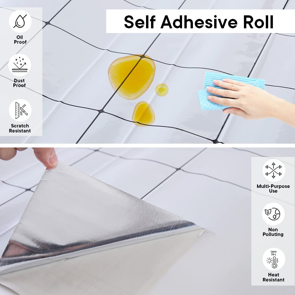 Kuber PET Wallpaper for Walls Living Room I Self-Adhesive, Oilproof, Heat Resistant and Waterproof I DIY Floral Design Wall Sticker I Pack of 1 Roll, 60cmx300cm