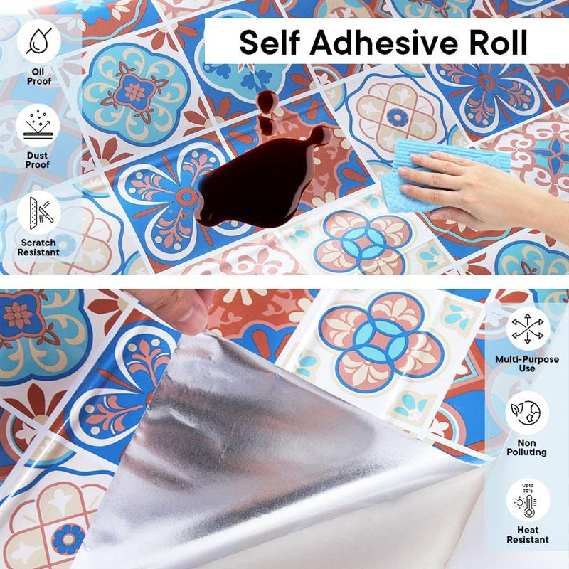 Kuber PET Wallpaper for Walls Living Room I Self-Adhesive, Oilproof, Heat Resistant and Waterproof I DIY Floral Design Wall Sticker I Pack of 1 Roll, 60cmx300cm