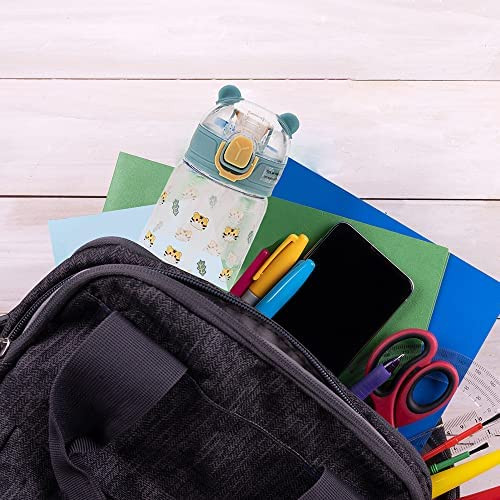 Kuber Sipper Bottle with Straw for Kids | Teddy Tumbler Sipper Cup I Cute Water Bottle with Lid | Food Grade Plastic | One Click Open | Leak Proof, BPA Free | 550 ml | School Boys Girls (Transparent)
