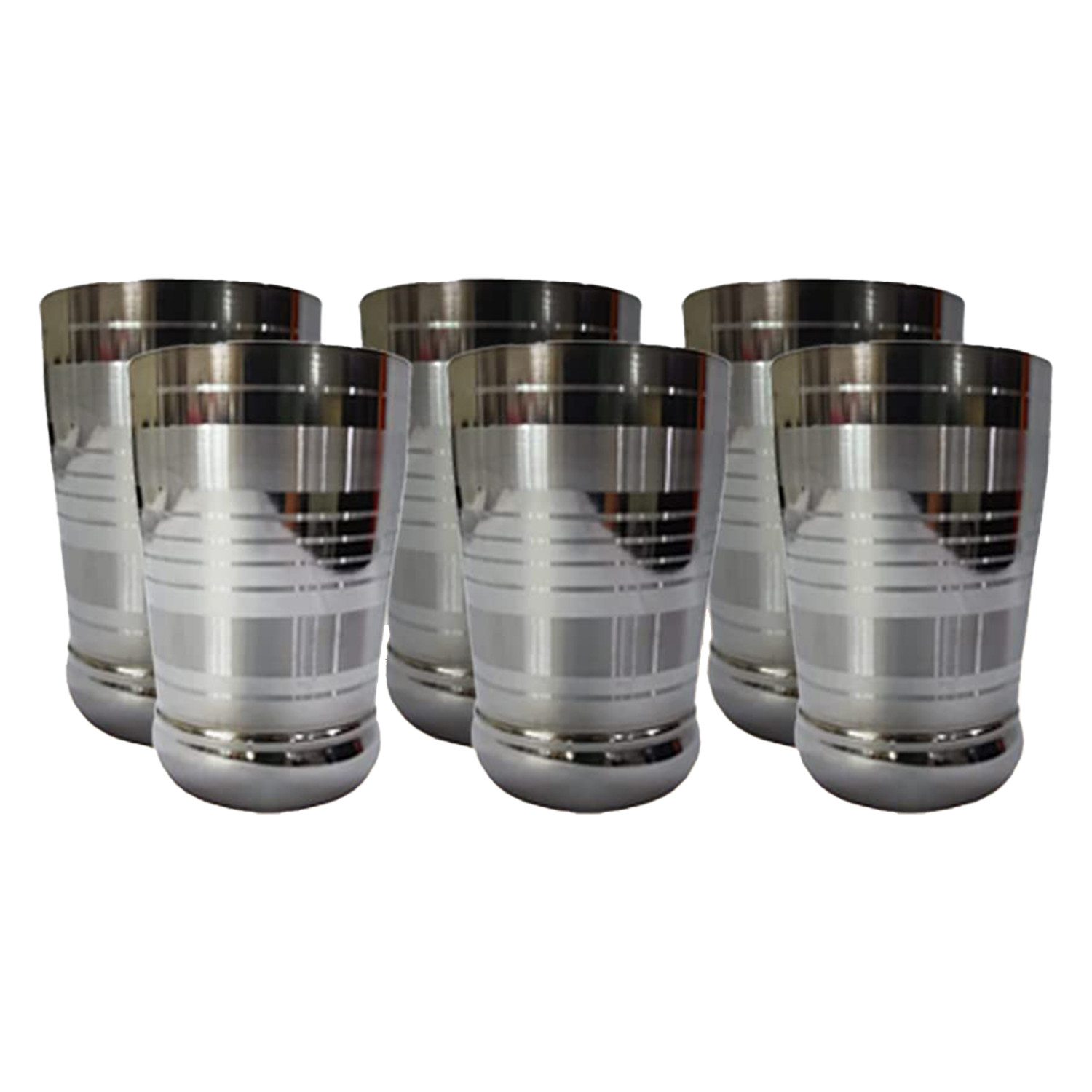 Kuber Stainless Steel Glass Set | Wobble Free Base, Durable | Multipurpose, Elegant Design & Wide Rim | Easy to Clean & Store | Steel Glass Set 6