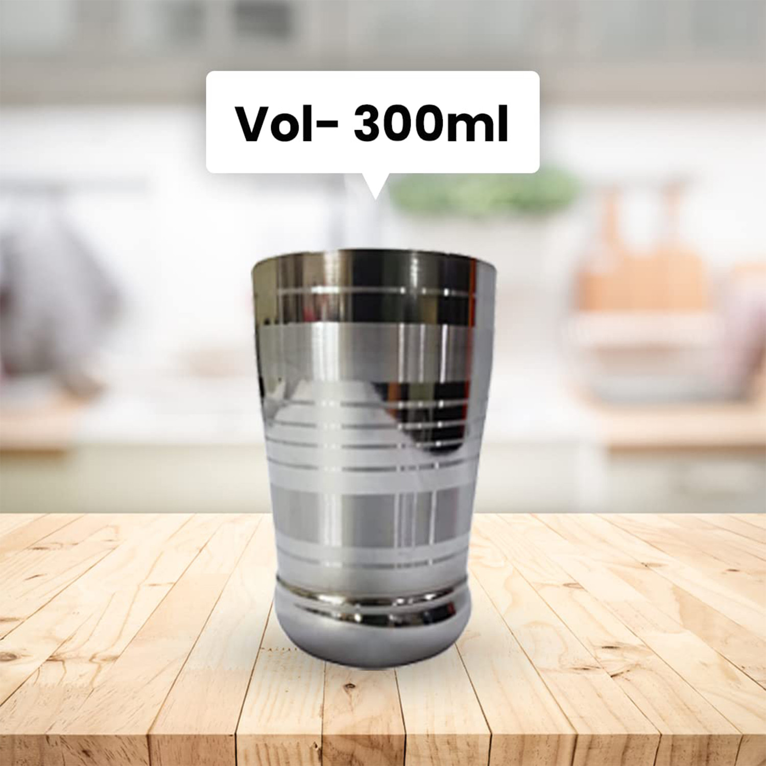 Kuber Stainless Steel Glass Set | Wobble Free Base, Durable | Multipurpose, Elegant Design & Wide Rim | Easy to Clean & Store | Steel Glass Set 6