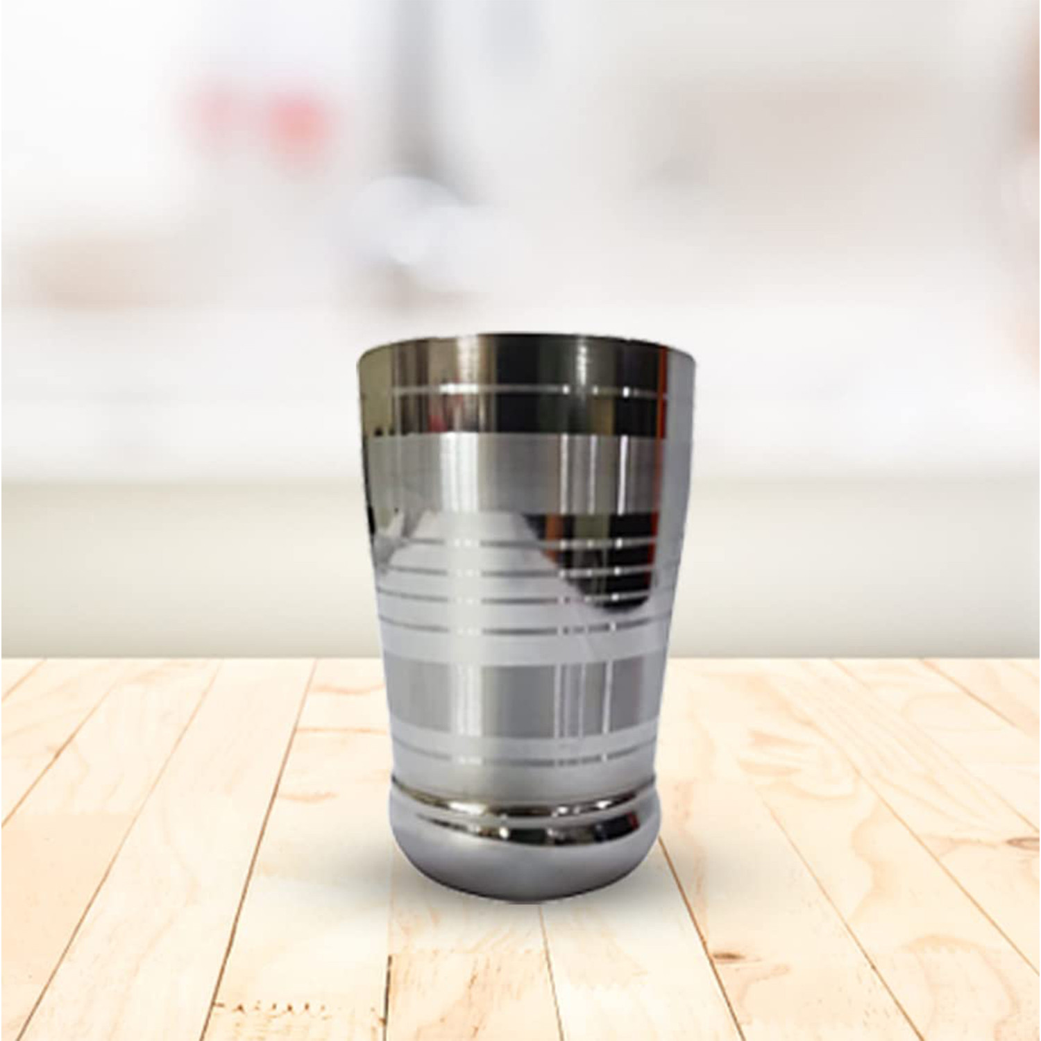 Kuber Stainless Steel Glass Set | Wobble Free Base, Durable | Multipurpose, Elegant Design & Wide Rim | Easy to Clean & Store | Steel Glass Set 6