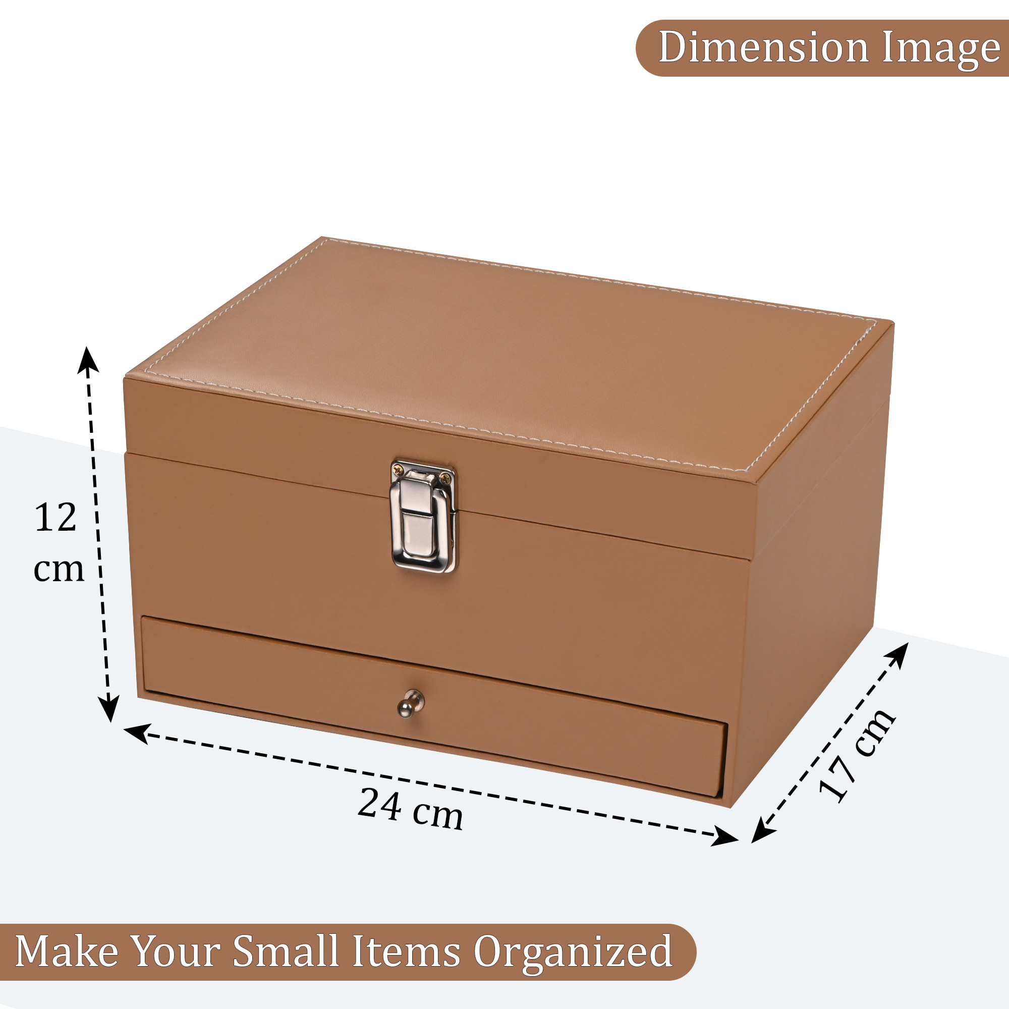 Leather 2-Tier Jewellery Organizer Box for Girls  Multi-Compartment Jewelry Storage Case for SunglassesBraceletsWatches  Brown