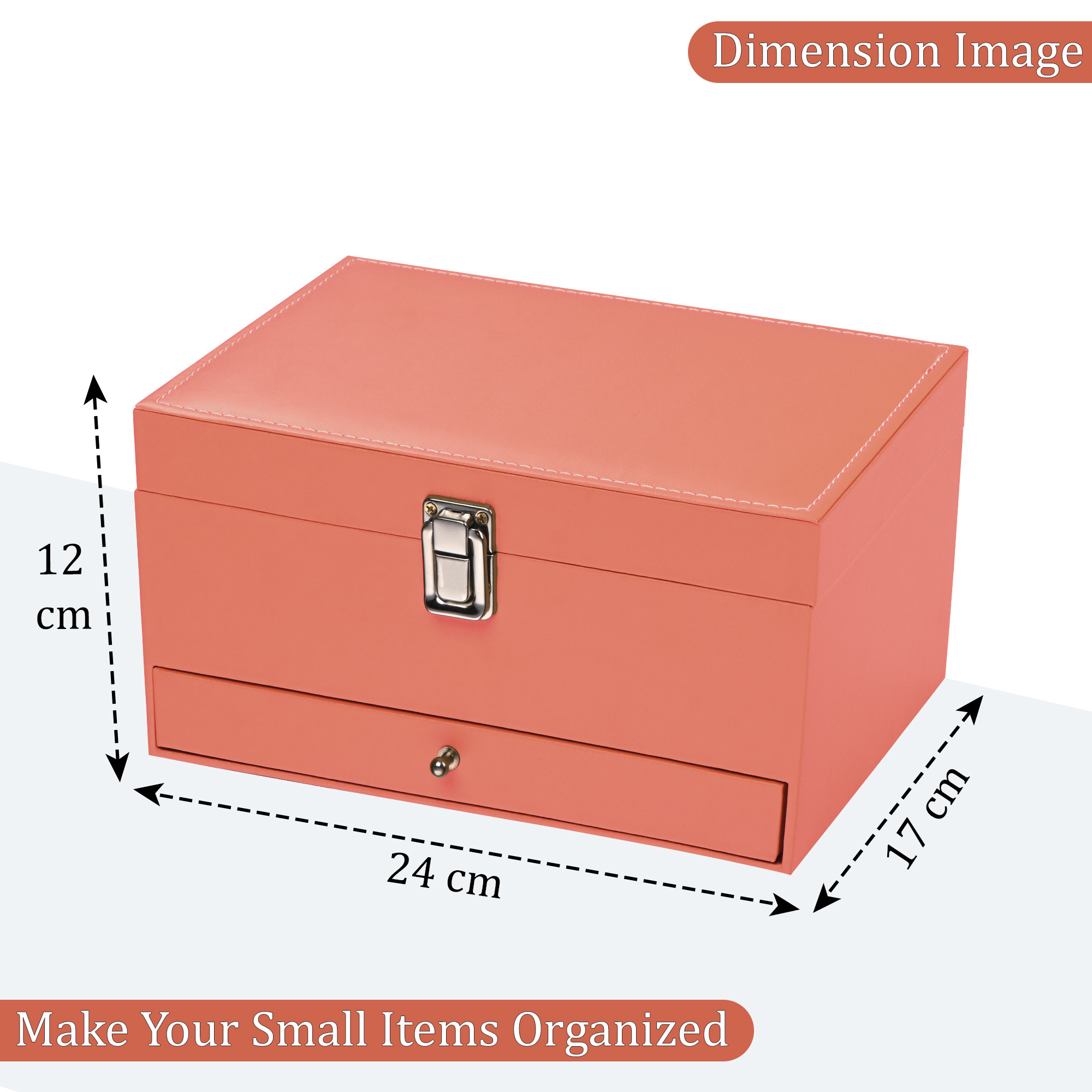 Leather 2-Tier Jewellery Organizer Box for Girls  Multi-Compartment Jewelry Storage Case for SunglassesBraceletsWatches  Peach