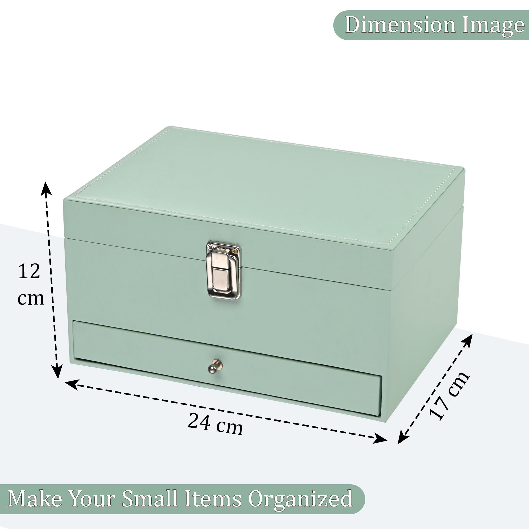 Leather 2-Tier Jewellery Organizer Box for Girls  Multi-Compartment Jewelry Storage Case for SunglassesBraceletsWatches  Pista Green