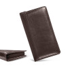 Leather Cheque Book Holder with Zip Closure | Multi-compartment Pen Slot/Cash/Checkbook/Wallet &amp; Card Pockets for Office and Personal Use | Dark Brown