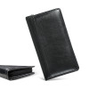 Leather Cheque Book Holder with Zip Closure | Multi-compartment Pen Slot/Cash/Checkbook/Wallet &amp; Card Pockets for Office and Personal Use | Black